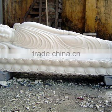 Sleeping Shakyamuni Buddha Statues for Sale White Marble Stone Hand Carving Sculpture for Home Garden Pagoda Temple