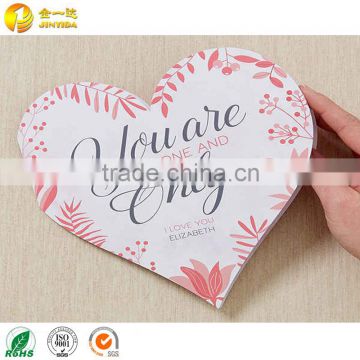 4 colors offset printing heart shape greeting card with full love