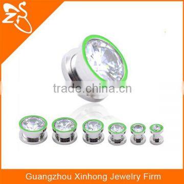 TP01037 Stainless steel zircon body piercing flared ear flesh tunnel