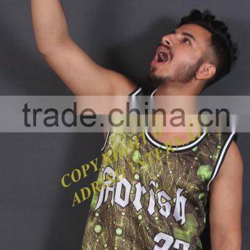 Green galaxy look all over custom printed basketball jersey