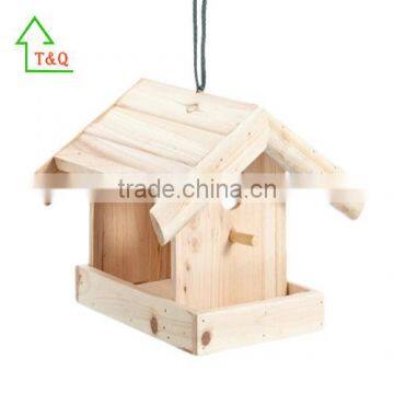 automatic Natural Hanging Pine Wood Novelty wild bird house feeder
