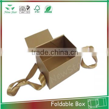 good quality foldable shopping box with ribbon closure
