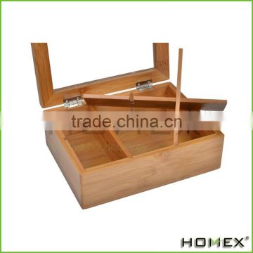 Durable Custom Bamboo Tea Box With 6 Adjustable Compartment/Homex_Factory