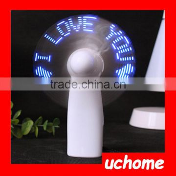 UCHOME Mini Hand Held LED Light Fan Battery Operated Customized Message LED Mini Fan