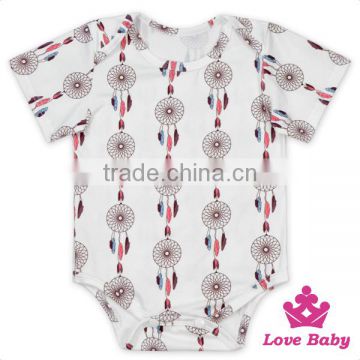 2017 Kids Summer Indian Style Short Sleeve Dreamcatcher Pattern Printed Unisex Infant Cotton Harem Jumpsuit Romper