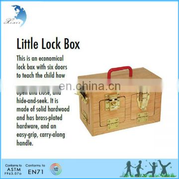EN 71 China import montessori education wooden standing lock Box kids toy little lock box