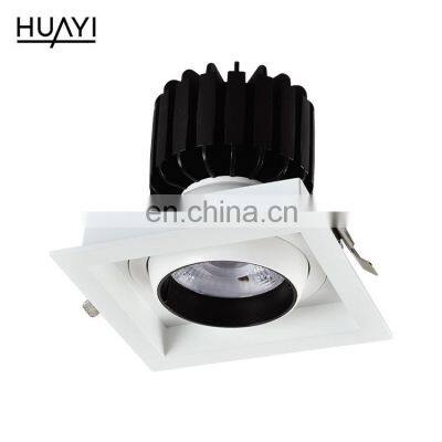 HUAYI High Quality Aluminum Down Light Cob 15watt 20watt 30watt Indoor Living Room Recessed Mounted Led Spotlight