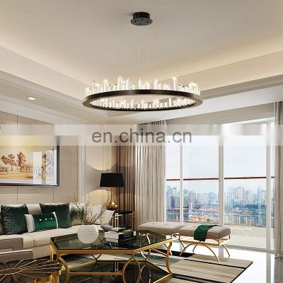 Contemporary LED Circle Rings Crystal Pendant Lighting Modern Crystal Bedroom Living Room Chandelier