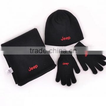 Wholesale 2013 cheap JEEP fitted knitted beanie hat Gloves and scarf
