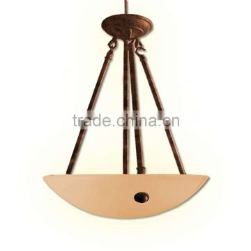 3 light chandelier(Lustre/La arana) in burnt copper finish with suspended autumn sunset glass 16" bowl CH0050-16ASBCP