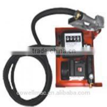 Electric oil pump unit with flow meter and nozzle