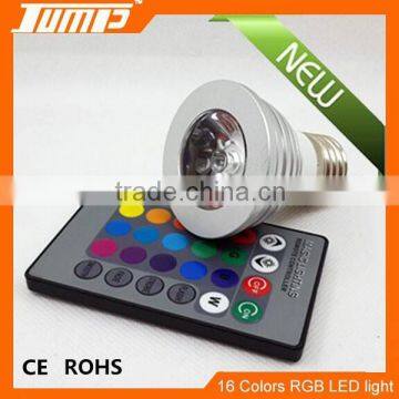 ShenZhen manufacturer IR remote control E27 3W 16 color LED light