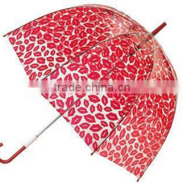 19'' transparent POE straight umbrella with dot printing