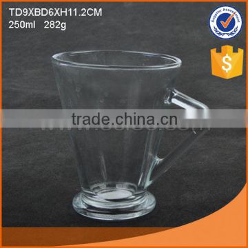 high quality glass cup with handle for water