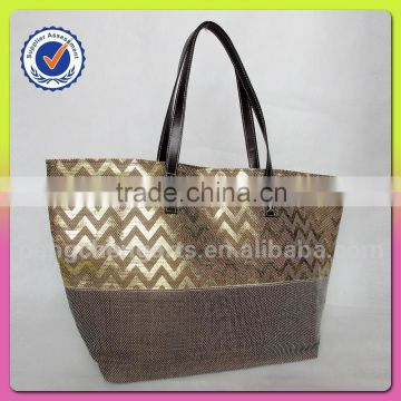 women polyester with paper straw material tote bag