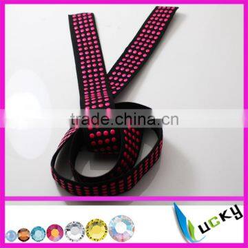 hot sell elastic belt with hotfix rhinestone motif for dress garment iron on rhinestuds