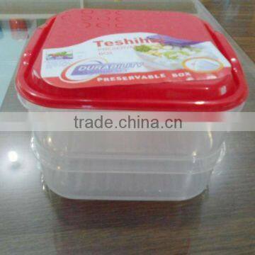 2 layers stacking square plastic food container