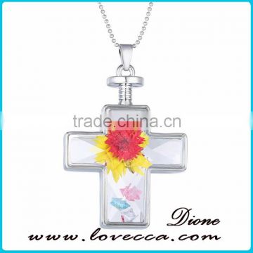 Rainbow Flower Necklace Glass Photo Cabochon Necklace