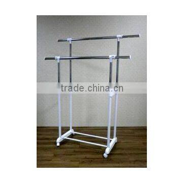 Double Adjustable Height& Double bar clothes hanging stand Garment Rack