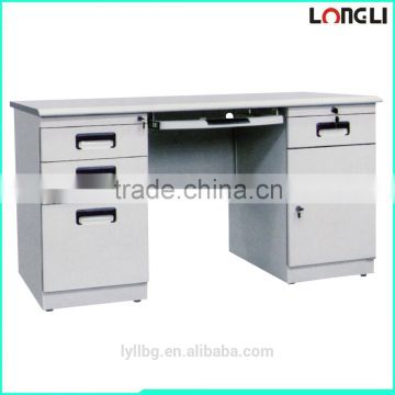Metal office desk , steel frame office table with 2 cabinet drawers