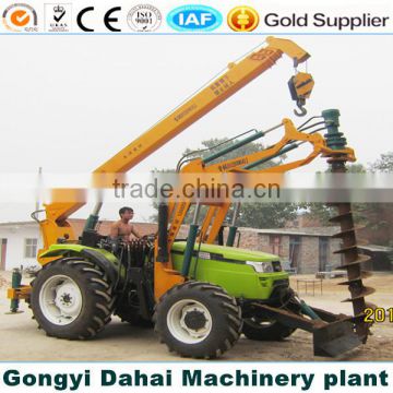 New type tractor crane with drilling equipment well working for pole hole drilling