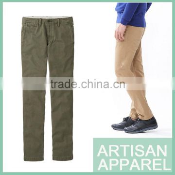 OEM Slim Fit casual Khaki and dark green Pants For Men Cotton Twill men's trousers wholesale