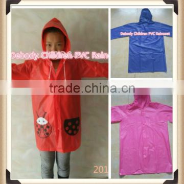 Waterproof portable kids PVC raincoat/rain poncho with hood and print
