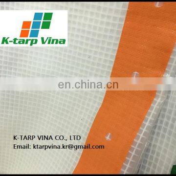 2.7x20m, FR Leno Transparent scaffolding, Roll type, pre-punching holes, webbing reinforced band, LOGO printing