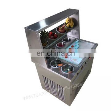 Wholesale electric snack machine thailand style roll fry ice cream machine with 6 Toppings tanks