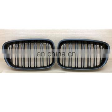1 Pair Matte black Double Slat Line Front Grille Kidney grill for BMW 5 Series GT F07 2010-2017