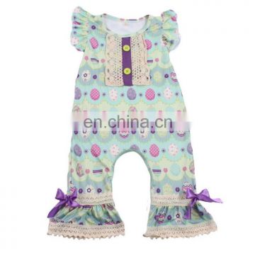 Newest fluffy sleeve 100% cotton romper baby clothes girl romper