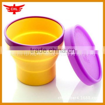 2015 easy take camping folding silicone cup with lid