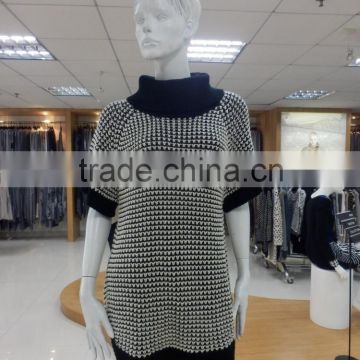 Black and white stripe twinset shirt dress for lady 2016 fall/winter viscose/nylon/wool
