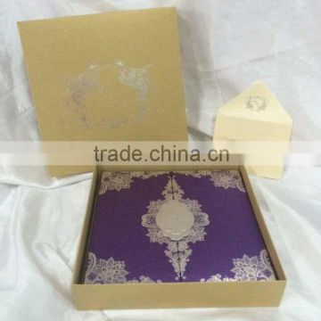 personal customized selling purple wedding invitation boxes