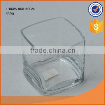 h10cm square glass flower pot