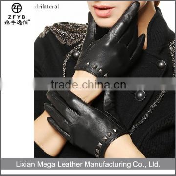 High quality ladies cheap custom driver leather gloves with naps