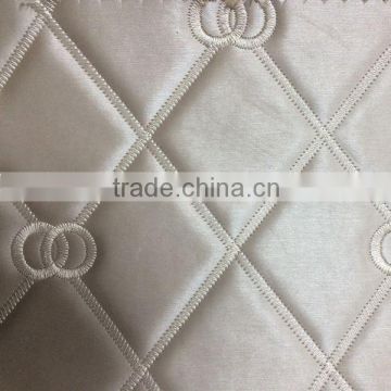 Semi PU upholstery leather supplier surface with embroider design and metallic color