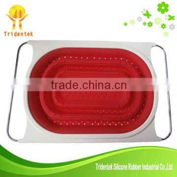 Flexible stainless steel silicone foldable colander