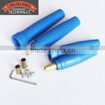 super flexible blue natural rubber brass 300AMP 500AMP welding cable plastic plug