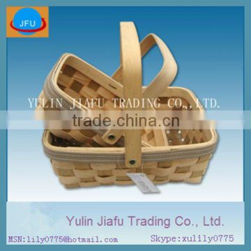Different two colour rectangle nature brown wooden chip basket