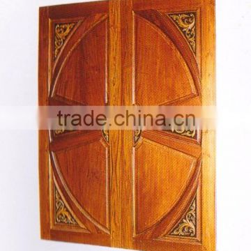 Engraving Solid Wood Double Door Real Thai Teak Wood Main Door Designs No.8