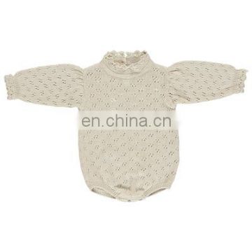2020 autumn and winter   the same baby hollow lace cotton knitted jumpsuit baby bottoming sweater romper