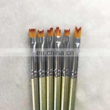 Asianail 2018 Hot Sale Rainbow Plastic Handle Gradient UV Gel Painting Flower Nail Art Brush Set