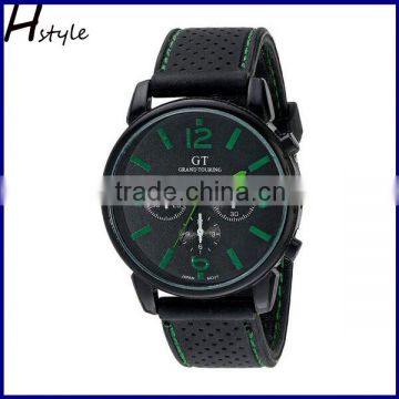 Men Racer Sports Quartz Wrist Silicone Strap Military Wrist Watch Green WP018