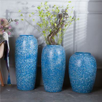 Southeast Asian Style Snowflakes Glaze Jar Large Blue Jingdezhen Ceramic Floor Vase For Home