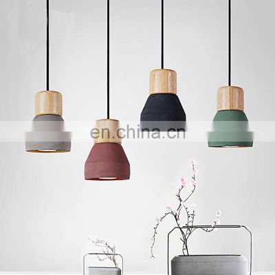 4 color brief Loft wood Cement Pendant lights modern Light living room