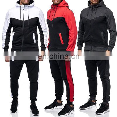 OEM customized brand LOGO men's hooded sweater spring and autumn men's new color matching casual sports cardigan Men's suit