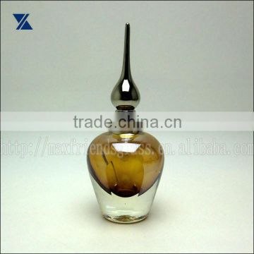 hand made amber with luster finishing glass perfume bottle