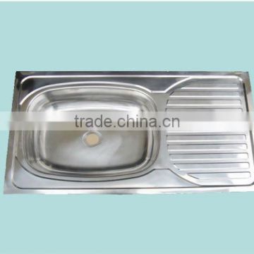 Single bowl with drain board stainless steel sink