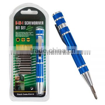 9 in 1 pocket pen type precision screwdriver set aluminium screwdriver eye glasses watch radio computer screwdriver